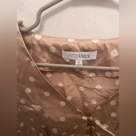 Intermix Self Tie Satin Top Size 0 Polka Dot - Picture 2 of 3